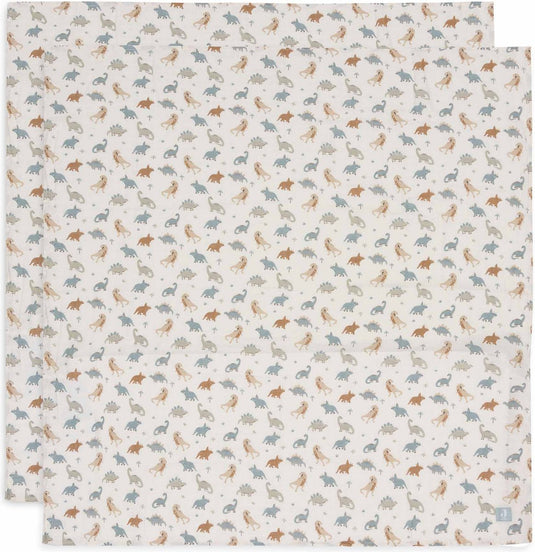 Jollein - hydrofiele doek large 115x115cm - inbakerdoek - zacht katoen - 2 stuks - roarsome