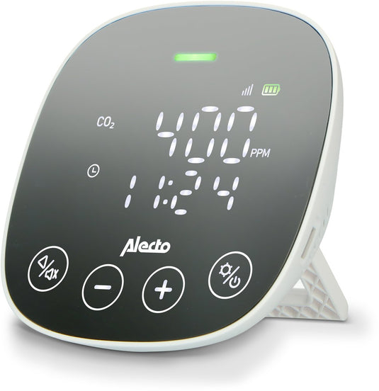 Alecto aq30 - co2 meter met professionele ndir sensor - luchtvochtigheidsmeter met alarmsignaal bij slechte ventilatie