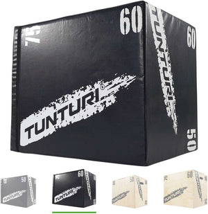 Tunturi plyo box voor krachttraining - houten fitnesskist met soft cover gemaakt van eva materiaal - jumpbox 40 50 60cm - incl. gratis fitnessapp