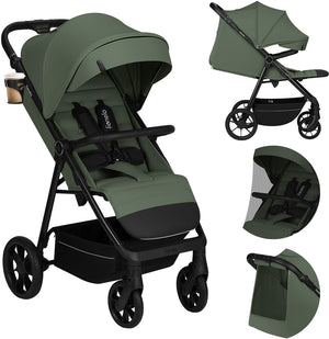 Lionelo iva - wandelwagen buggy premium - 6 maanden 4 jaar (tot 22 kg) - 360° zwenkwielen met vering - magnetische gordel - xxl zonnekap upf50 - verstelbare rugleuning, voetsteun duwbeugel - grote boodschappenmand - stad terrein - kinderwagen
