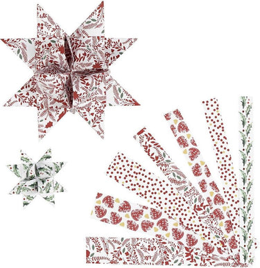 Colortime vlechtstroken - papierstroken rood wit - diy knutselstroken - handgemaakt papier - hobby strookjes - formaat 44+78cmx6,5+11,5cmx15+25 mm - set van 48