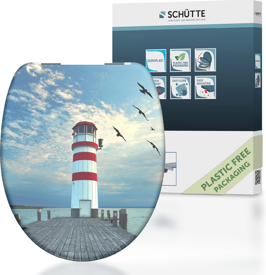Schütte wc-bril 82149 lighthouse - duroplast - soft close - verchroomde scharnieren - decor - 1-zijdige print