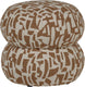 Woood anic poef - polyester - grafisch patroon - bruin - 40x43x43