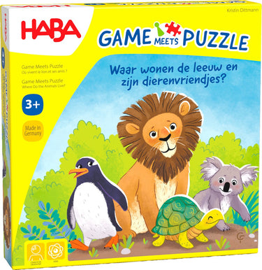 Haba spel puzzel - waar wonen de leeuw en zijn dierenvriendjes? - 3+