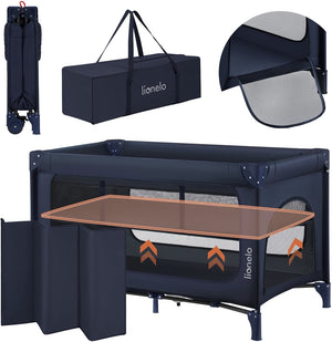 Lionelo jasmin easy fold campingbedje – opvouwbaar in seconden – 2 hoogtes matras t25 – inclusief reistas – zijdeur met rits – gaaswanden – 2 wielen met rem – stalen frame – 0-36 maanden – reisbedje