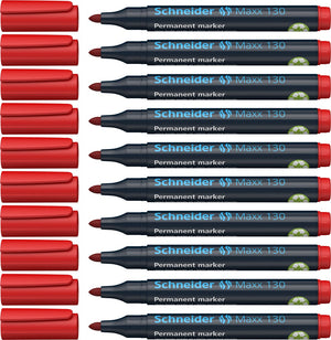 Schneider schrijfwaren schneider permanent marker - maxx 130 - ronde punt - schrijfkleur rood - doos 10 stuks
