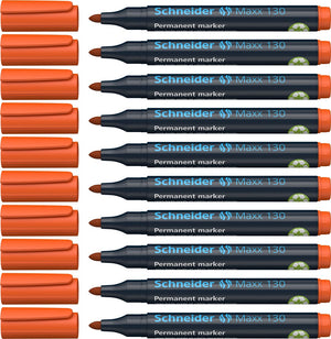 Schneider schrijfwaren schneider permanent marker - maxx 130 - ronde punt - oranje - 10 stuks - lijnbreedte 1-3 mm - s-113006-10