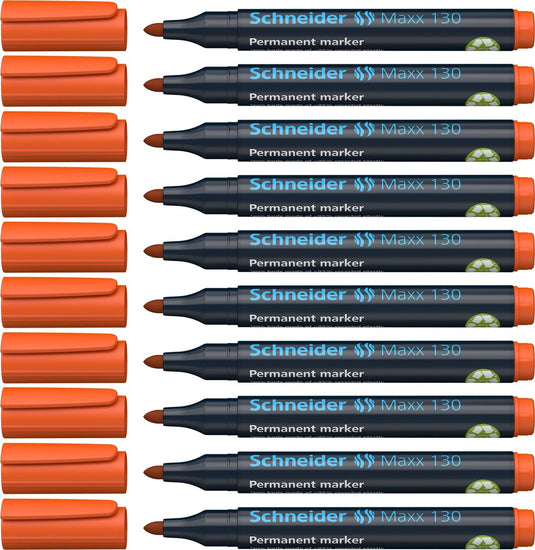Schneider schrijfwaren schneider permanent marker - maxx 130 - ronde punt - oranje - 10 stuks - lijnbreedte 1-3 mm - s-113006-10