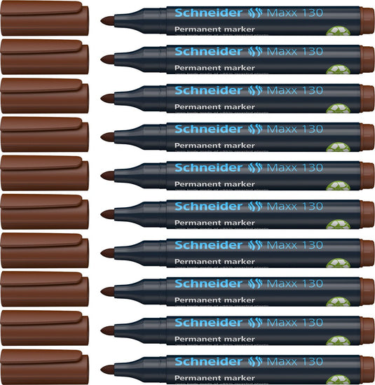 Schneider schrijfwaren schneider permanent marker - maxx 130 - ronde punt - bruin - lijnbreedte 1-3 mm - 10 stuks - s-113007-10