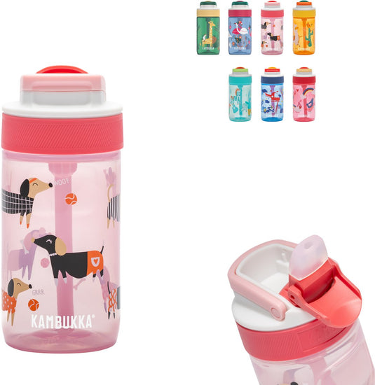 Kambukka lagoon drinkfles voor kinderen 400ml diva dogs - met geïntegreerd rietje - drinkbus kinderen - drinkbeker voor school