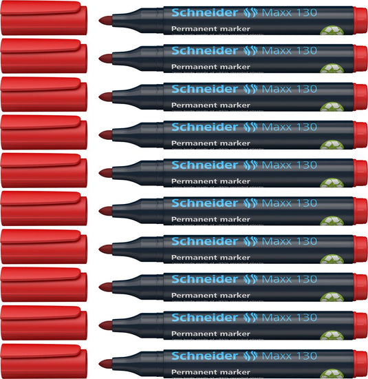 Schneider schrijfwaren schneider permanent marker - maxx 130 - ronde punt - schrijfkleur rood - doos 10 stuks