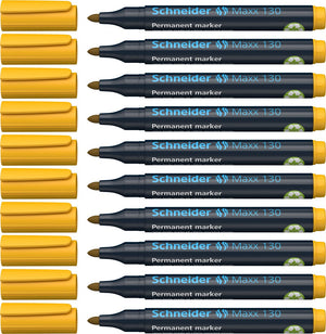 Schneider schrijfwaren schneider permanent marker - maxx 130 - ronde punt - geel - 10 stuks - lijnbreedte 1-3 mm - s-113005-10