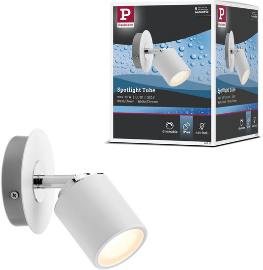 Paulmann spotlight tube ip44 gu10 230v max. 10w dimbaar wit, chroom