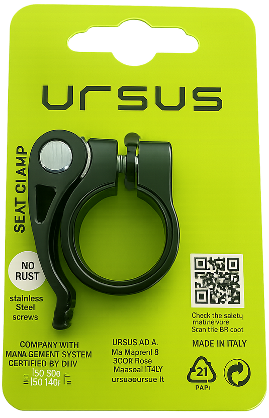 Ursus zadelpenklem met snelspanner ø25.7 mm aluminium - zwart