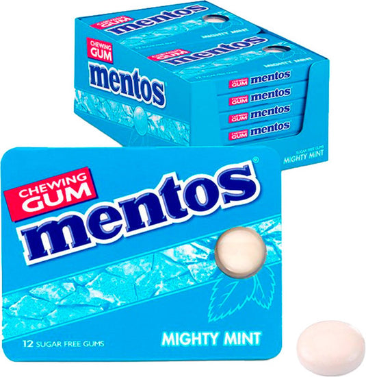 Mentos gum mighty mint - kauwgom - blister - suikervrij - 1x12stuks