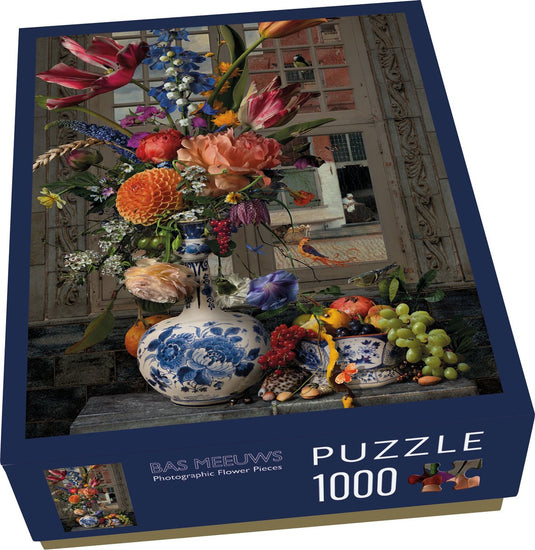 Bekking blitz - puzzel - 1.000 stukjes - kunst - bloemen - delfts blauw - boeket in vaas - untitled (