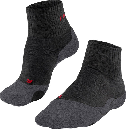Falke tk2 short anti-blaar dik wol functioneel materiaal wandelsokken heren grijs - maat 39-41