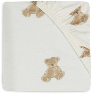 Jollein baby - hoeslaken jersey 70 75x140 150cm - ledikant babybed - zacht katoen - teddy bear