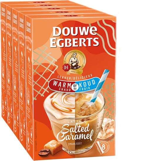 Douwe egberts oploskoffie salted caramel - warm koud - 5 x 8 zakjes