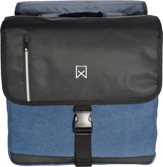 Willex - dubbele canvas bisonyl tas - 30 liter - universele bevestiging - zwart blauw