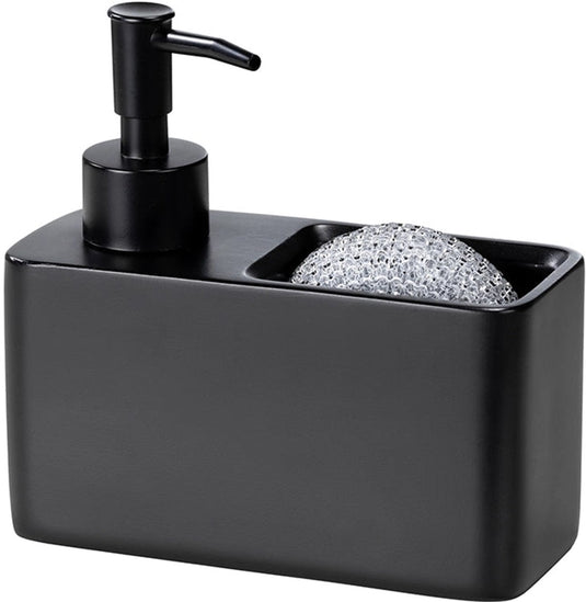 Wenko zwarte zeepdispenser met sponshouder - 150 ml