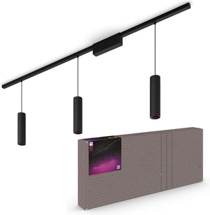 Philips hue perifo railverlichting plafond - wit en gekleurd licht - 3 hanglampen - zwart - basisset