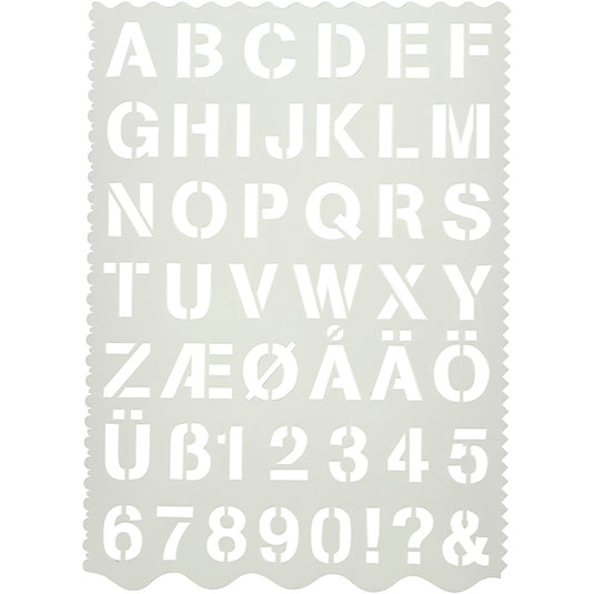 Sjabloon, letters en cijfers, h: 25 mm, vel 21x29 cm, 1 stuk