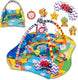 Lionelo anika plus 2-in-1 babygym speelkleed – met verhoogde randen (boxfunctie) – inclusief tummy time kussen, interactief boekje 5 speeltjes – 115x110 cm
