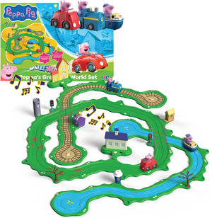 Gear2play peppa pig whizz around - peppa’s grote wijde wereld speelset - modulaire rijbaan voor whizz around voertuigen - interactief met muziek en geluid