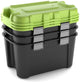 Keter totem opbergbox - 3x80l - 79,5x39,5x37,1cm - zwart groen