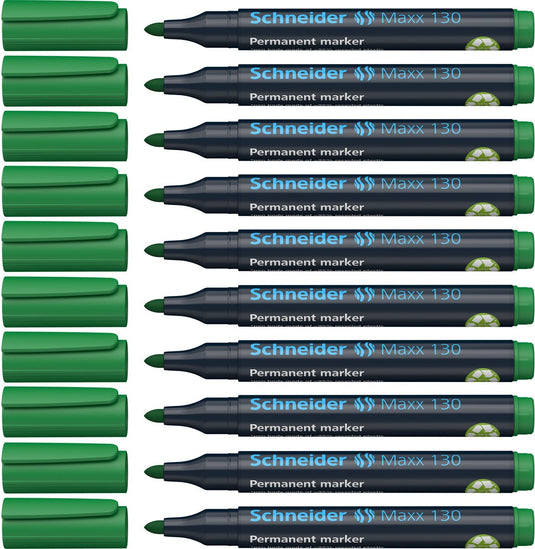 Schneider schrijfwaren schneider permanent marker - maxx 130 - ronde punt - schrijfkleur groen - doos 10 stuks