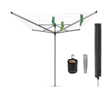 Brabantia lift-o-matic advance droogmolen - 60 m - met metalen grondanker - beschermhoes en wasknijpertasje - metallic grey