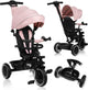 Lionelo berry driewieler 2in1 - tot 25kg - 360° draaibare stoel - wandelwagen fiets in één - pu wielen - vrijloopwiel - verstelbare duwstang - zon- regenkap - groeit met het kind mee - zonder gereedschap te monteren