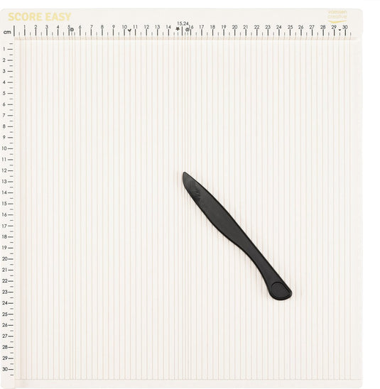 Vaessen creative rilbord - score easy - 30,5 x 30,5 cm - met vouwbeen en liniaal - in cm - offwhite