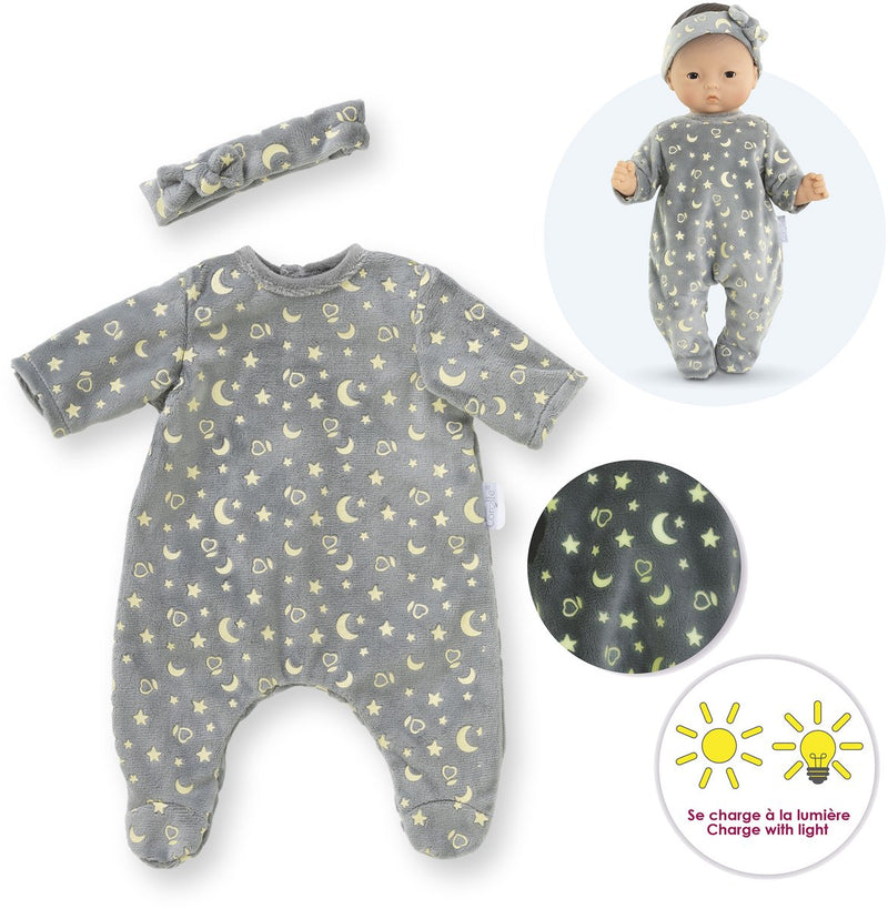 Afbeelding laden in galerijviewer, Corolle poppen pyjama en hoofdband 30cm - glow in the dark babypop kleding.
