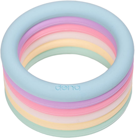 Dena speelgoed - pastel ringen set van 6 kleurrijke kunststof ringen.