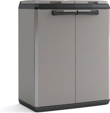 Keter split basic recycling vuilnisbak voor buiten - 68x39x85 cm - grijs zwart