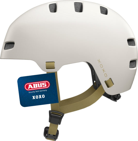 Abus fietshelm xoxo - stadshelm in skater-look - helm voor skateboard, fiets, step - met geoptimaliseerde kinbescherming - voor jongeren en volwassenen - maat m, taupe
