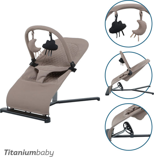 Titanium baby titaniumbaby wipstoel solid suzy lush taupe inclusief speelboog