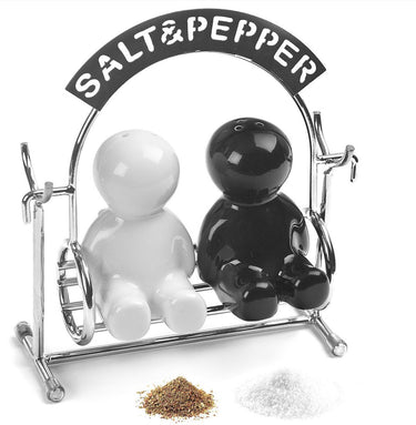 Balvi peper en zoutstel schommel - metaal - zwart wit