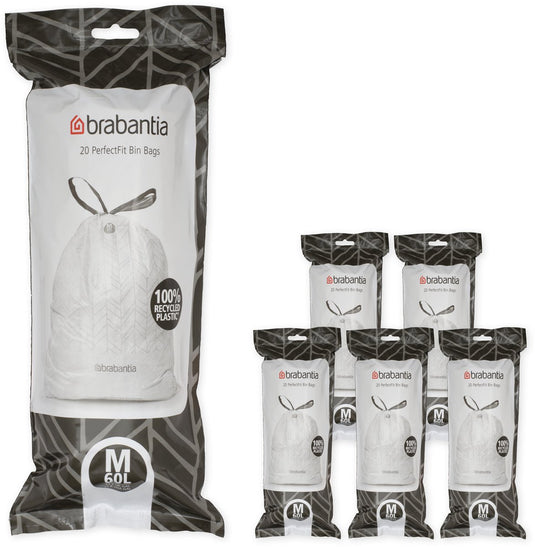 Brabantia perfectfit vuilniszakken - 60 l - code m - 6 rollen x 20 stuks