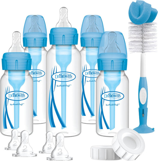 Dr. brown's options+ anti-colic giftset - smalle halsfles - blauw