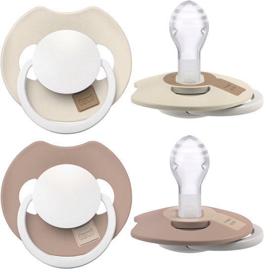 Difrax lovi fopspeen dynamisch - prime glow - 18+ maanden - beige bruin - 2 stuks