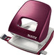 Leitz style metalen kantoor perforator - perforeert tot 30 vel - voor mappen en ringbanden - ideaal voor thuiskantoor - granaat rood