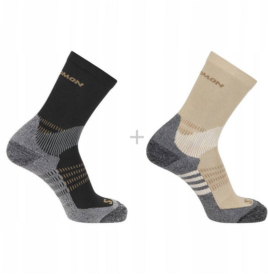 Salomon - x ultra access crew socks | 2-pack | sokken | maat l 42-44 - zand zwart