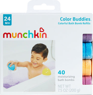 Munchkin bruistabletten voor in bad - color bombs navulling - 40 stuks bruistabletten - badbruistabletten - ontworpen voor gebruik met de colormix lab en color buddies