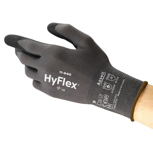 Pic veiligheidshandschoenen hyflex 11840r080-1p maat 8 zwart pak van 12 paar