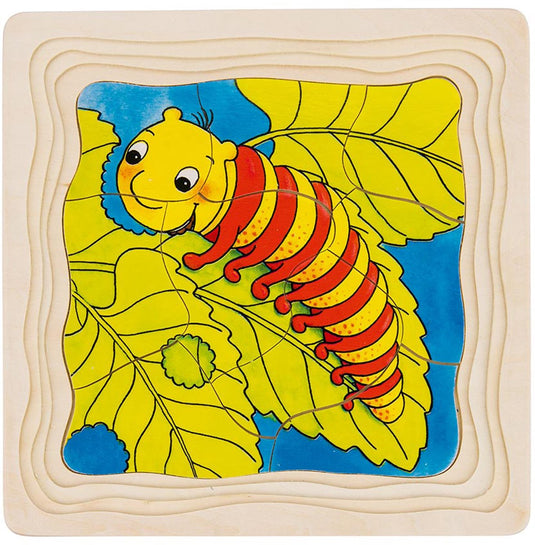 Goki puzzel: vlinder 20x20x1,5cm, 4 lagen, 44-delig, hout, 3+