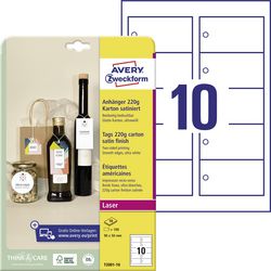 Hanglabels avery zweckform t2001-10 karton wit