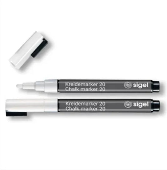 Merkloos sans marque sigel krijtstift - wit - ronde punt 1-2 mm - 2 stuks - si-ba178